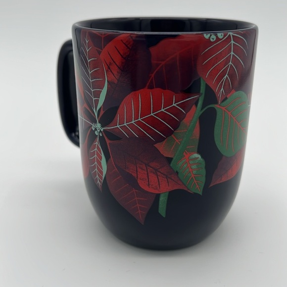 Starbucks Navy Poinsettia Ceramic 12oz Siren Logo Coffee Tea Holiday Mug Cup - Picture 3 of 9